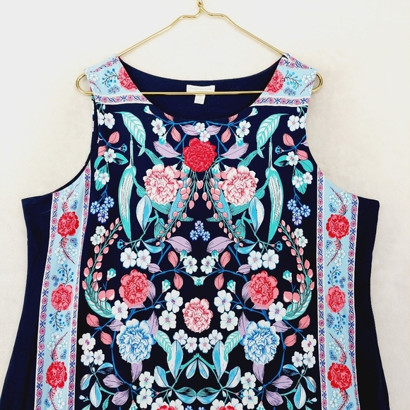 Charter Club Sleeveless Blue Floral Print Crewneck Sheath Dress P4816 - Picture 3 of 7